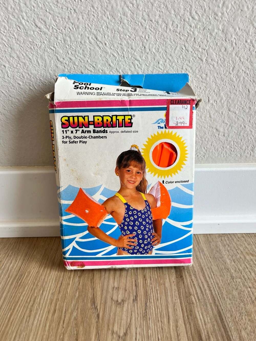Vintage 1993 Intex Sun-Brite 11x7-inch Inflatable Arm Bands, Orange,Water Safety